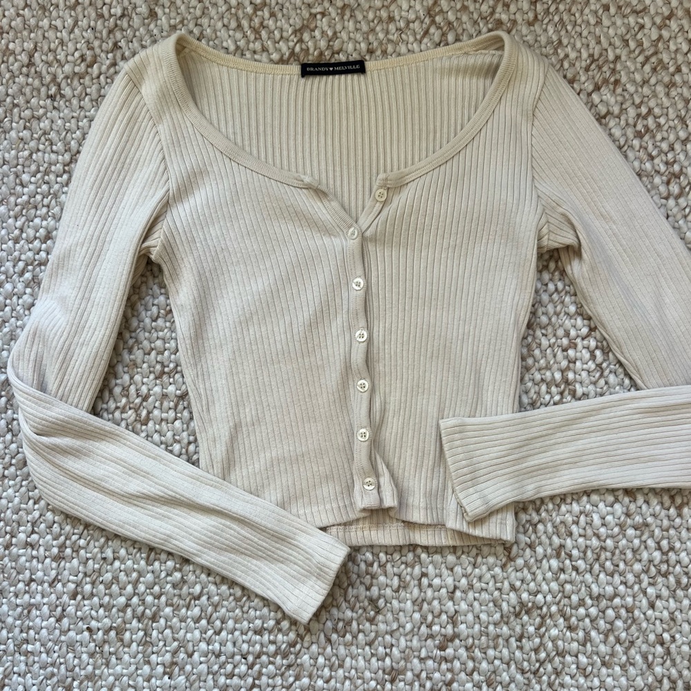 Brandy Melville cream white long sleeve top, one size fits all
